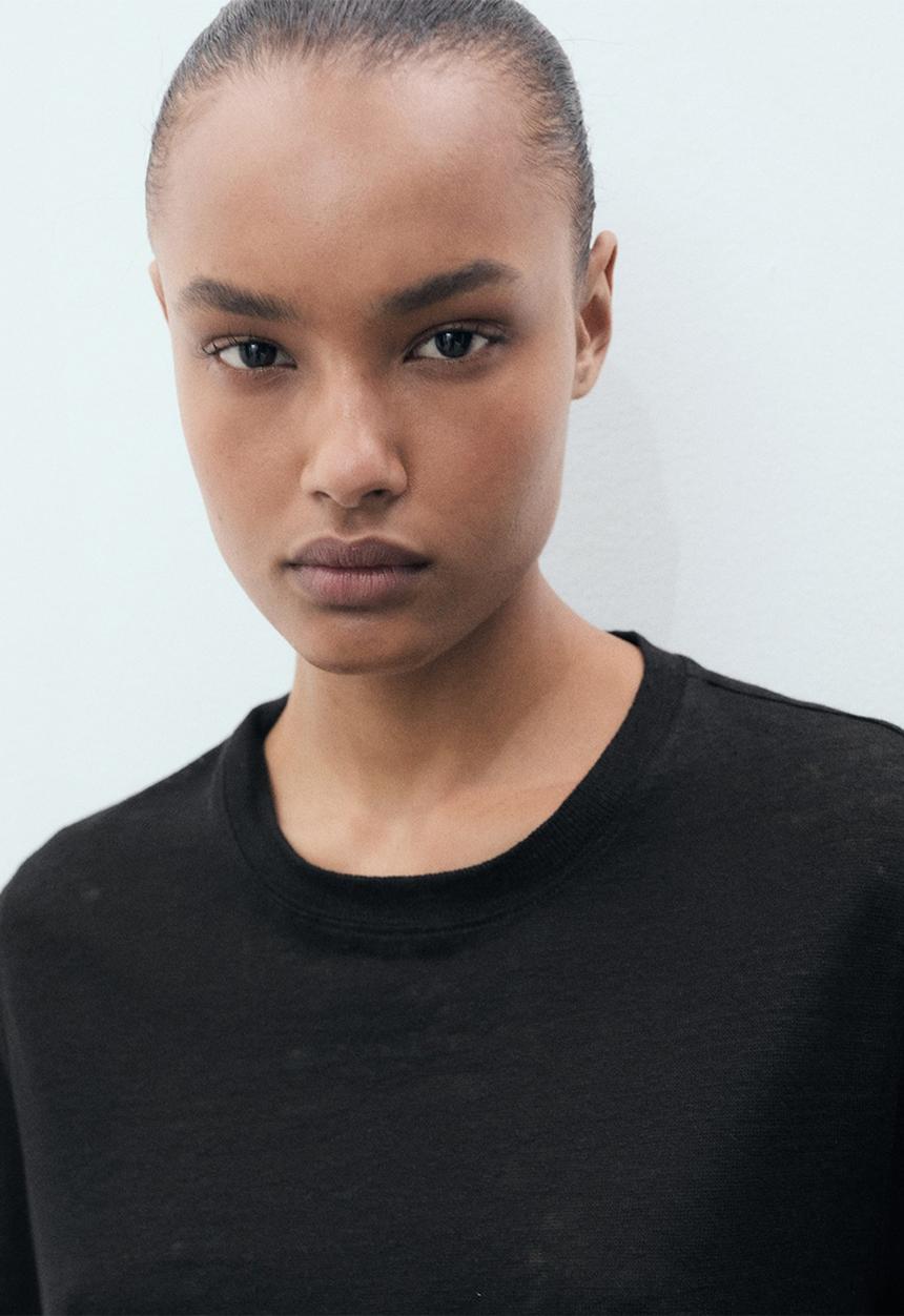 MANGO - T-Shirt Lenu - Black