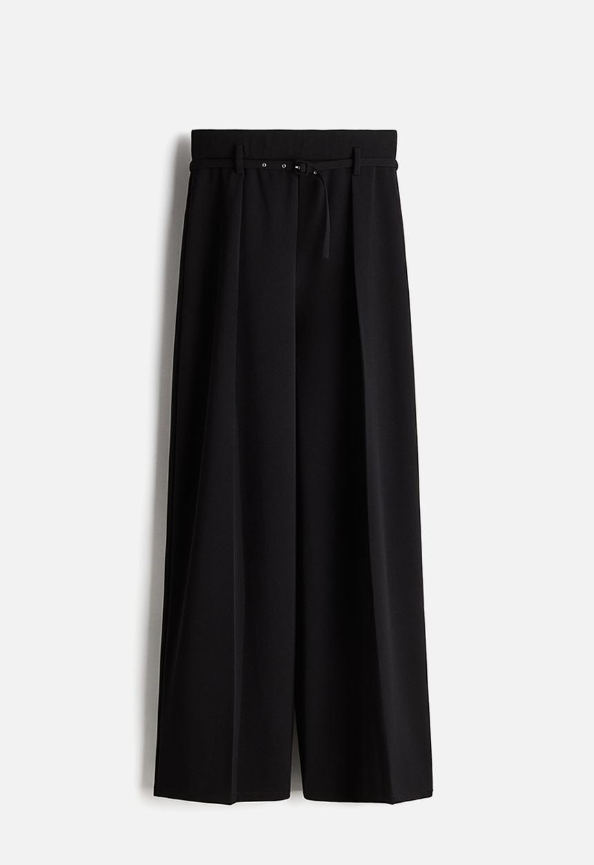 H&M - Wide belted trousers - black