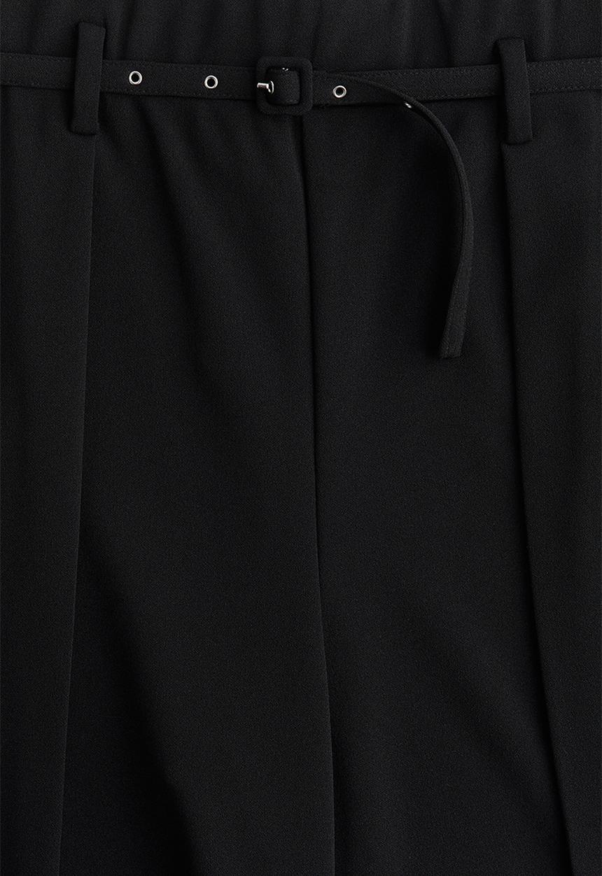 H&M - Wide belted trousers - black