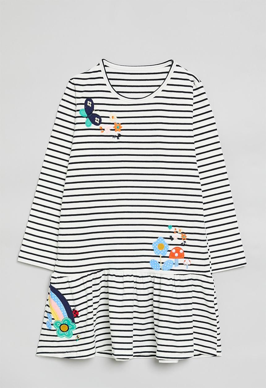 Pop Candy - Striped dress-blue & white