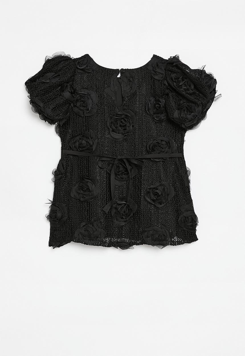 Pop Candy - Rose applique dress-black
