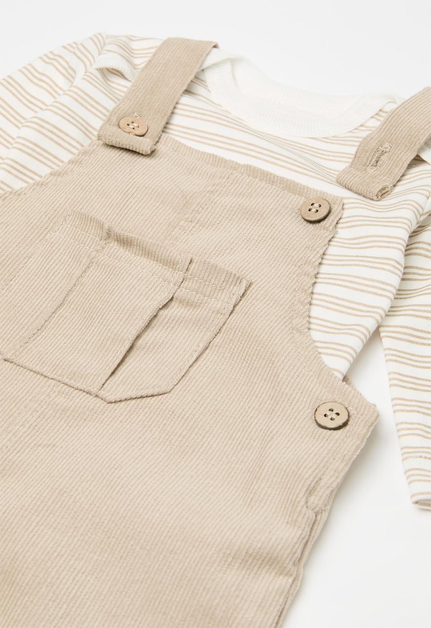 Pop Candy - 3 Piece dungaree set-brown