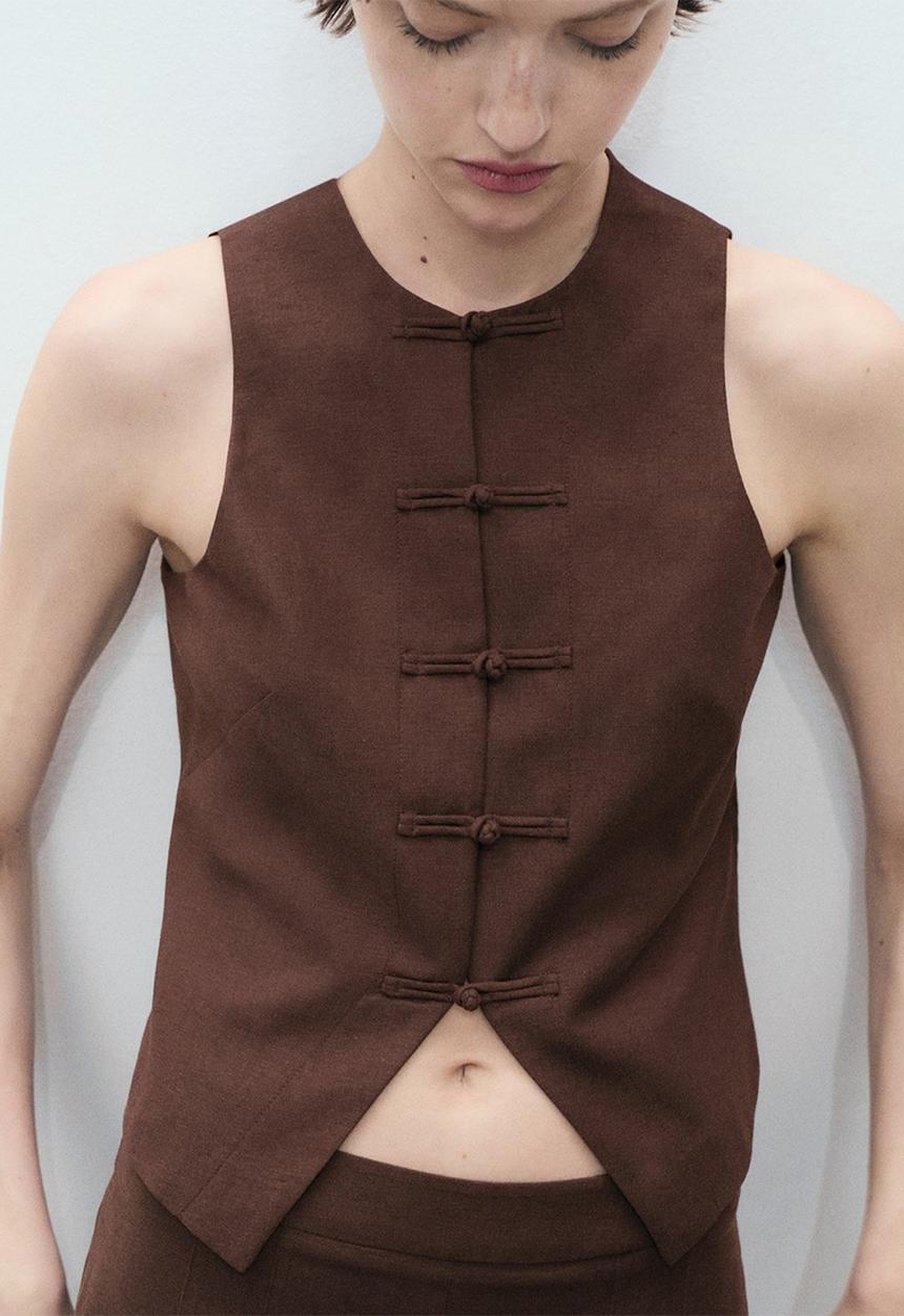 MANGO - Vest Laguna - Dark Brown