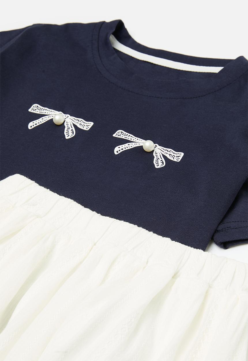 Pop Candy - Skirt & tee set - navy & white