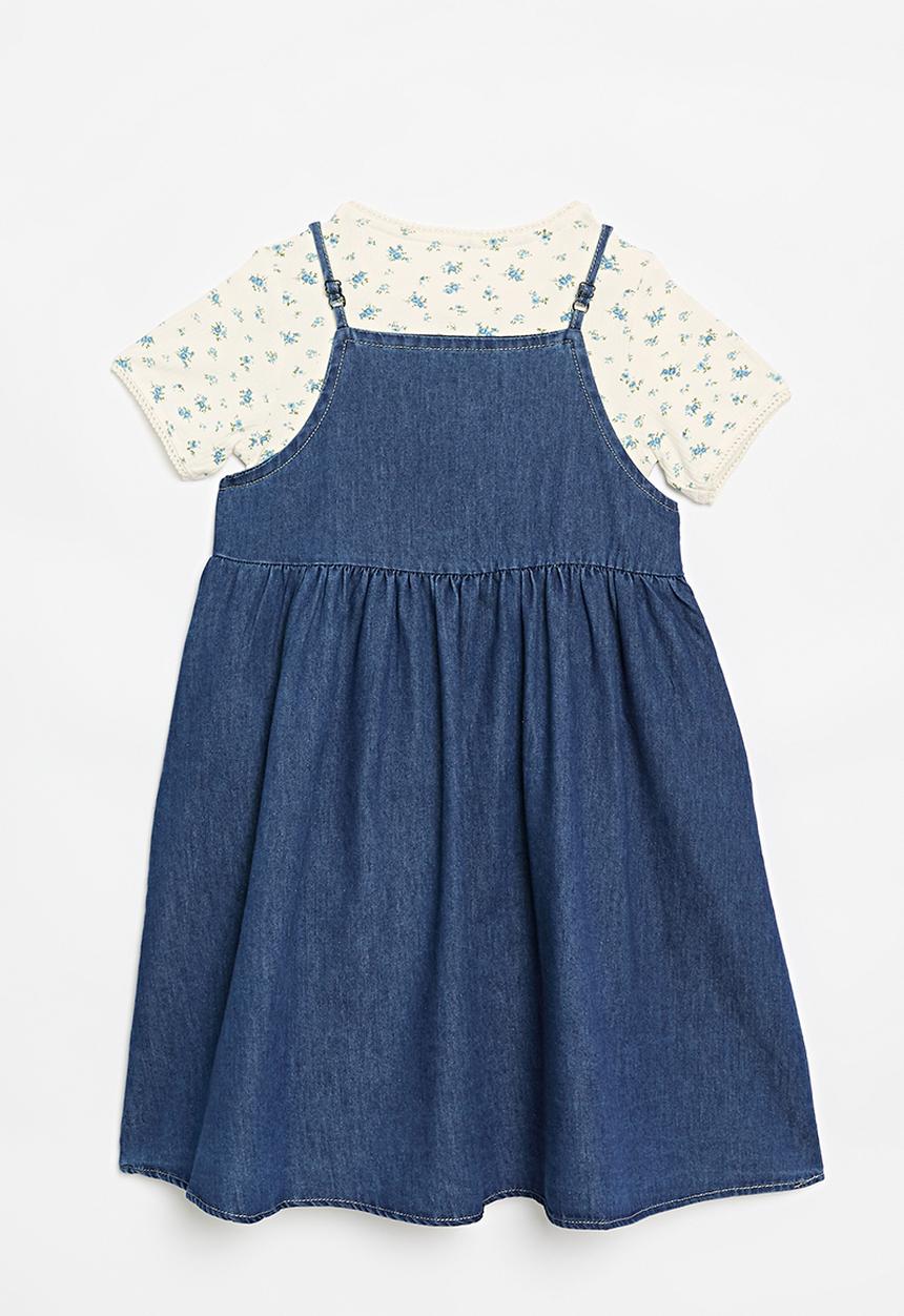 Pop Candy - Dress & tee set - blue & white