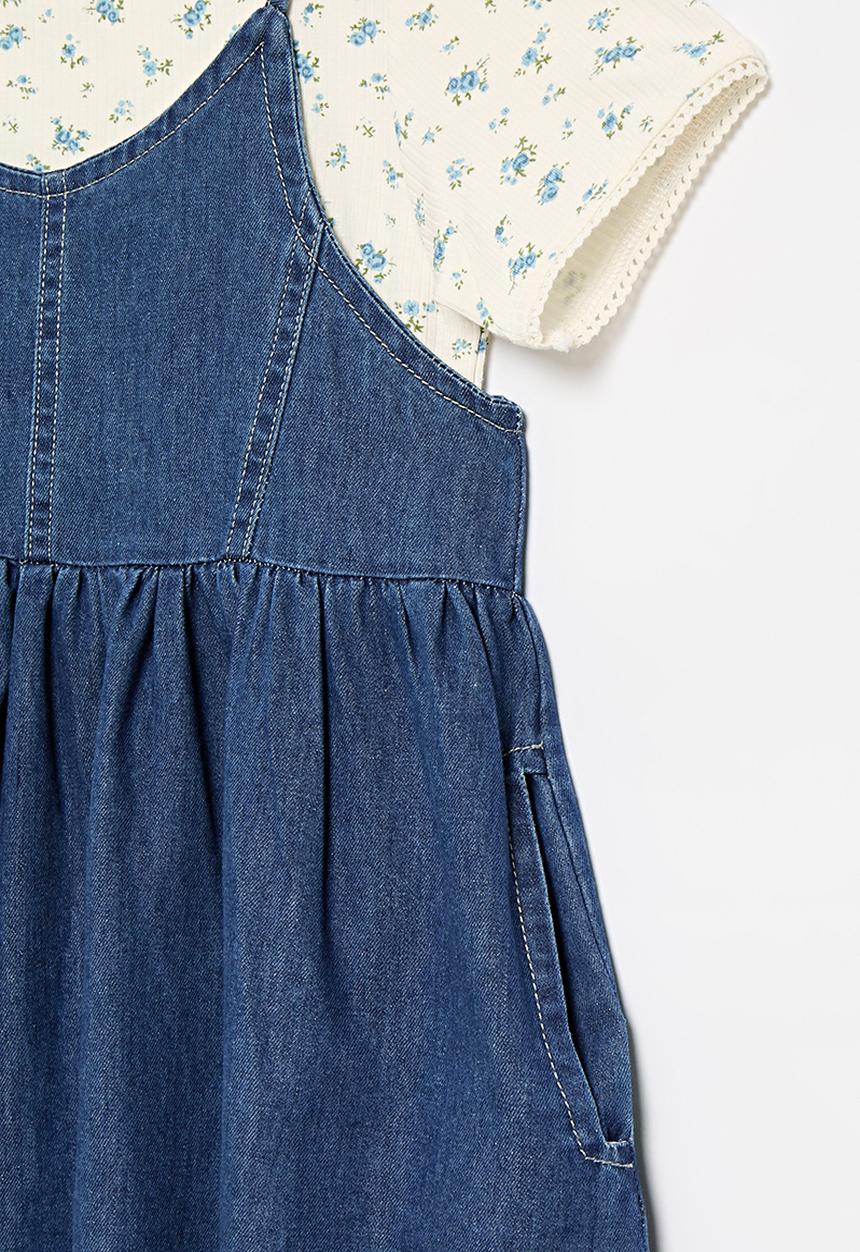 Pop Candy - Dress & tee set - blue & white