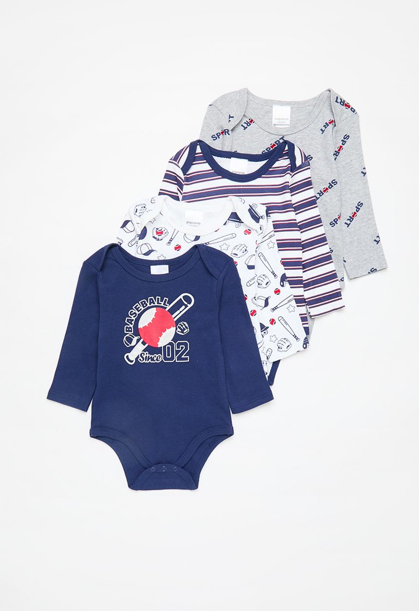 Pop Candy - 4 Piece romper set-blue & white