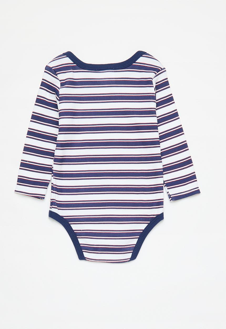 Pop Candy - 4 Piece romper set-blue & white