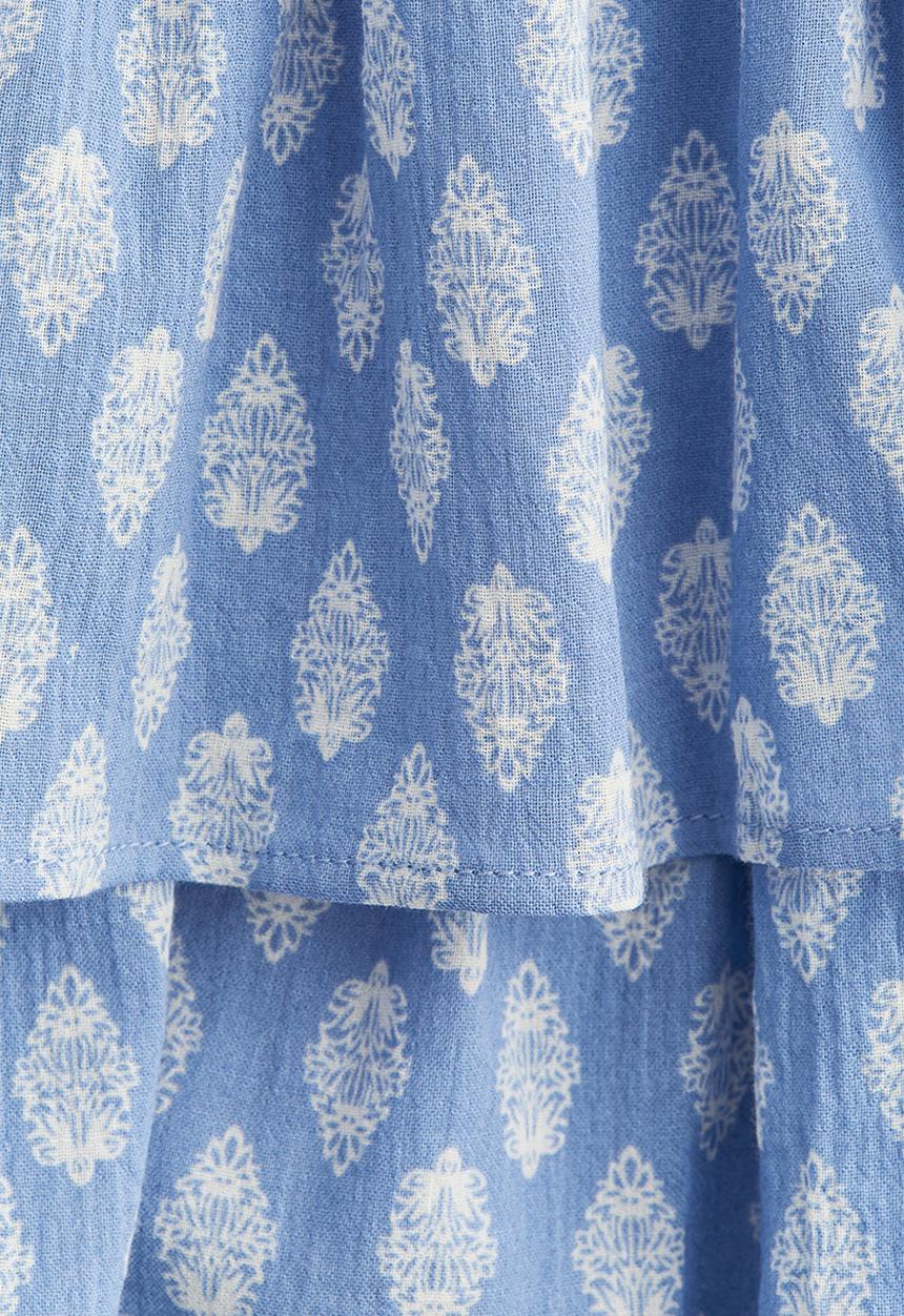 H&M - Tiered cotton skort - light blue/patterned