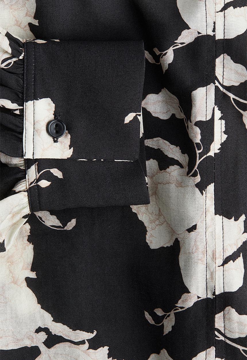 H&M - Oversized blouse - black cream floral