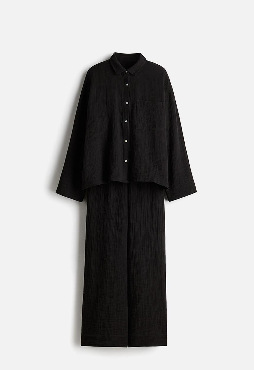 H&M - Cotton muslin pyjamas - black