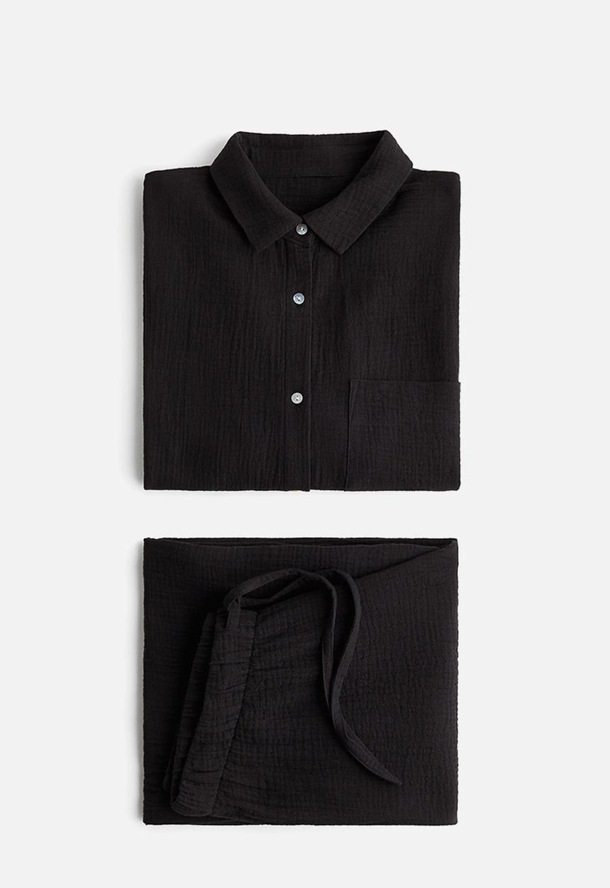 H&M - Cotton muslin pyjamas - black
