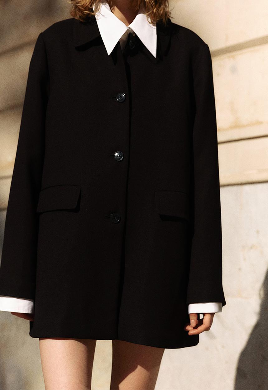 H&M - A-line coat - black