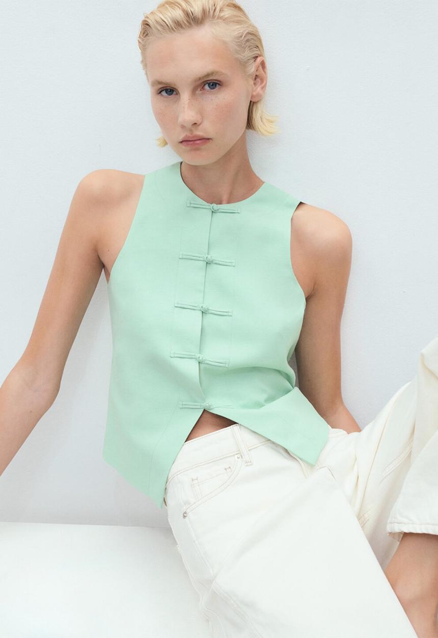 MANGO - Vest Laguna - Light Pastel Green