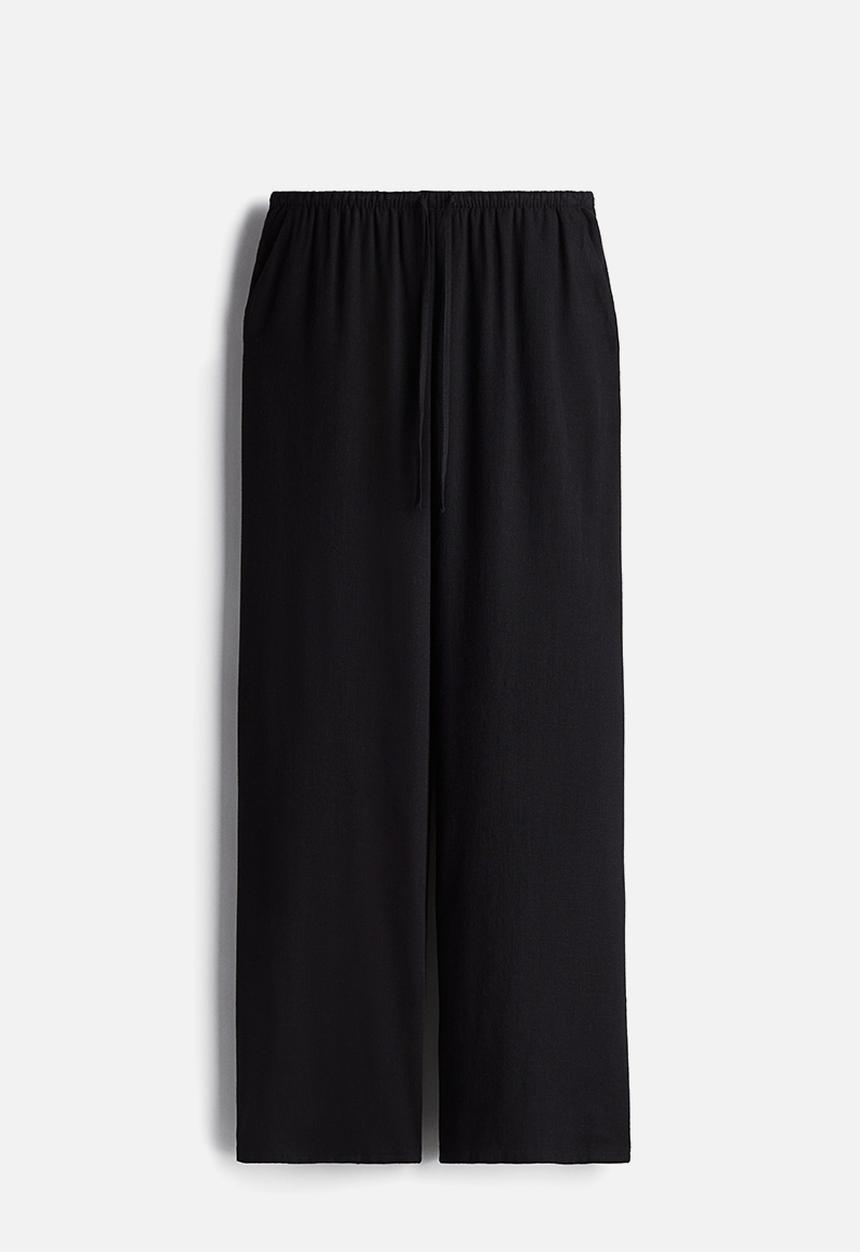 H&M - Straight drawstring trousers - black