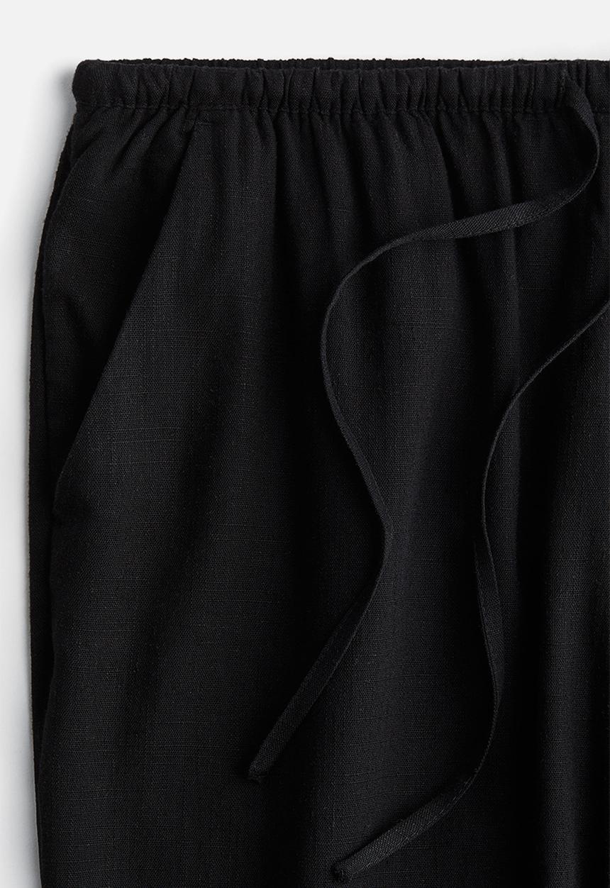 H&M - Straight drawstring trousers - black