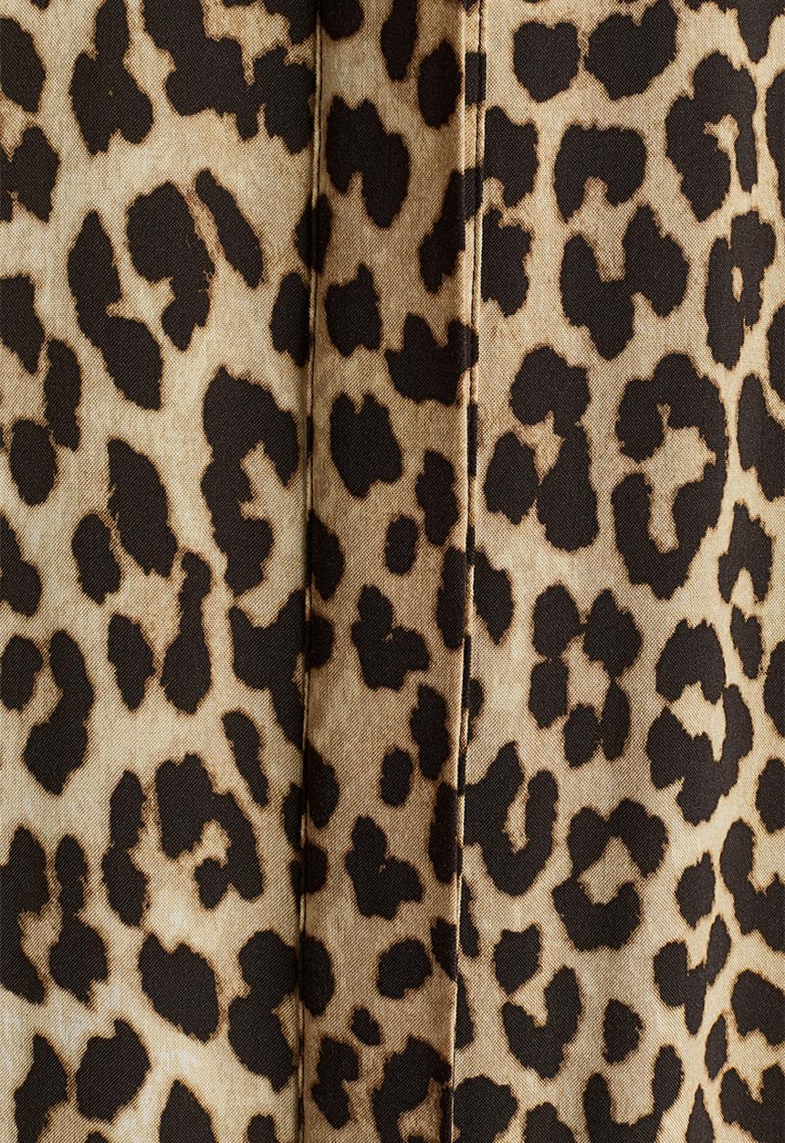 H&M - Tie-belt viscose shirt dress - light beige leopard print
