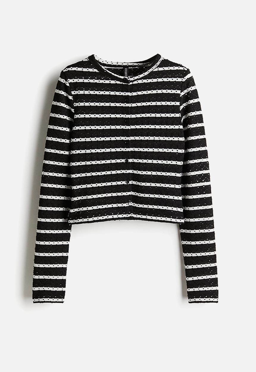 H&M - Pointelle jersey cardigan - black,multi