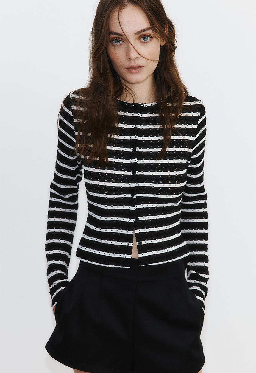 H&M - Pointelle jersey cardigan - black,multi