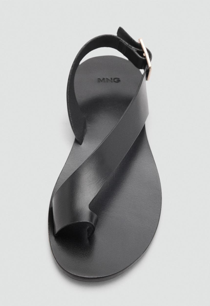MANGO - Bell leather slingback - black