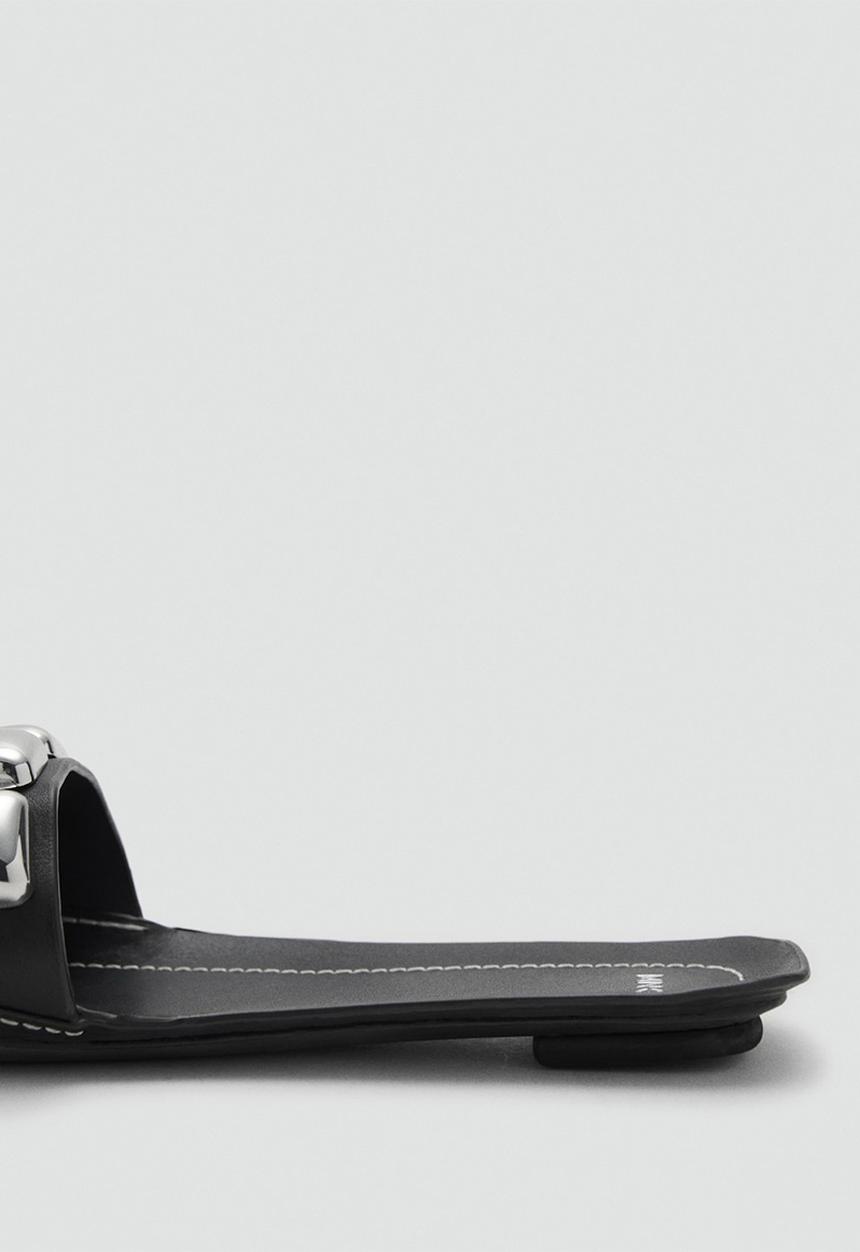 MANGO - Brillo leather slide - black