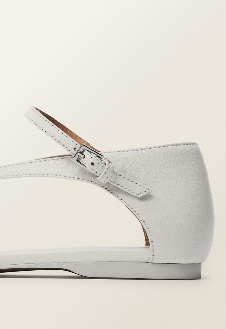 MANGO - Ciru leather thong - white