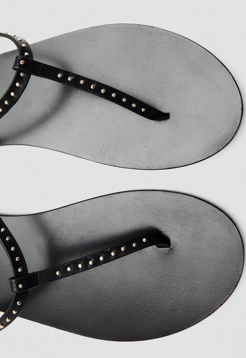 MANGO - Fida leather slingback - black