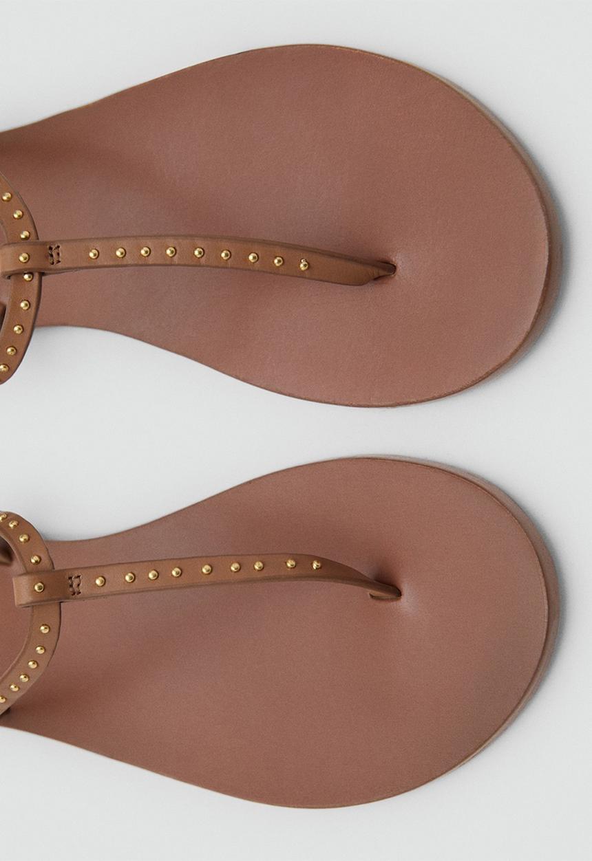 MANGO - Fida leather slingback - medium brown