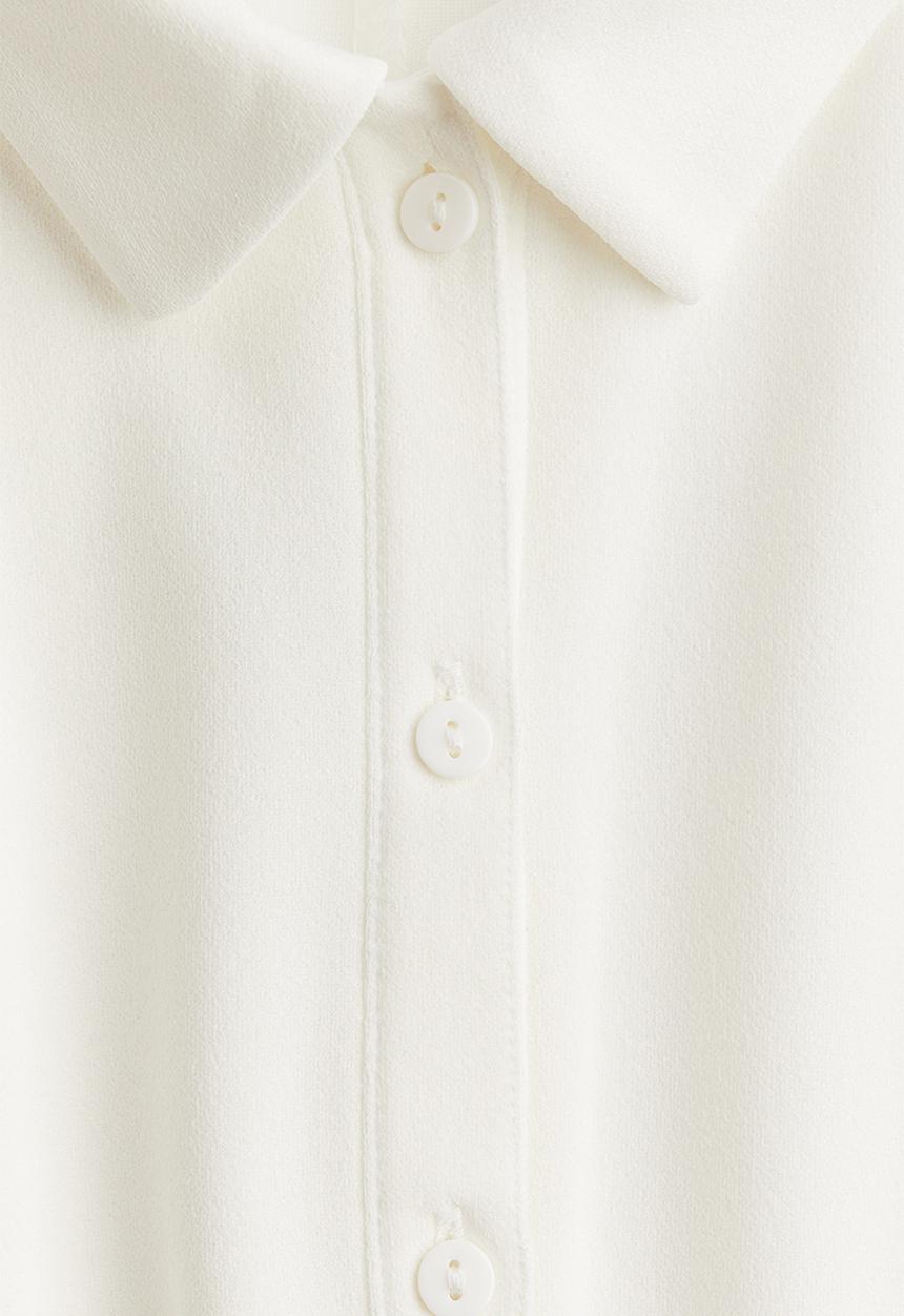 H&M - Flared-skirt polo dress - cream
