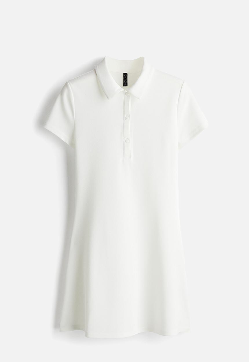 H&M - Flared-skirt polo dress - cream