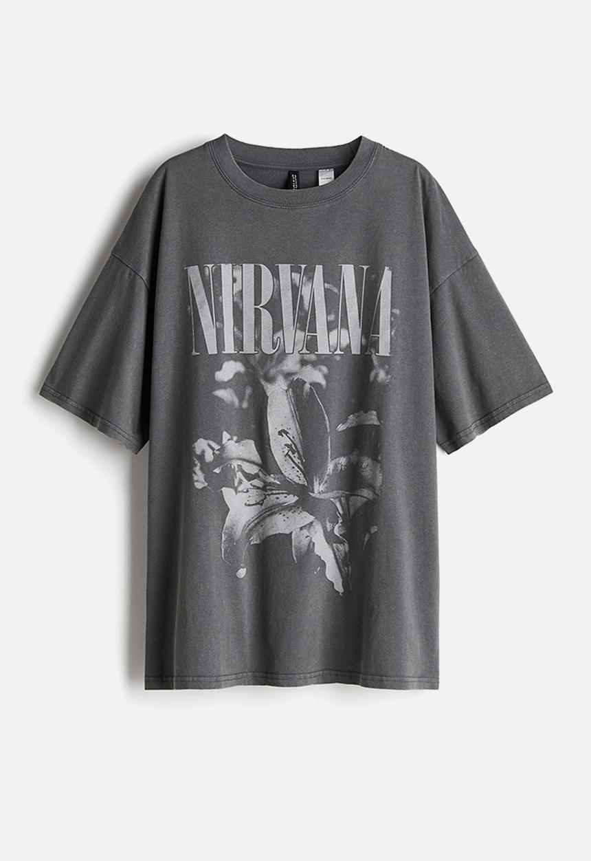 Oversized printed T-shirt - dark grey nirvana - 1257580007