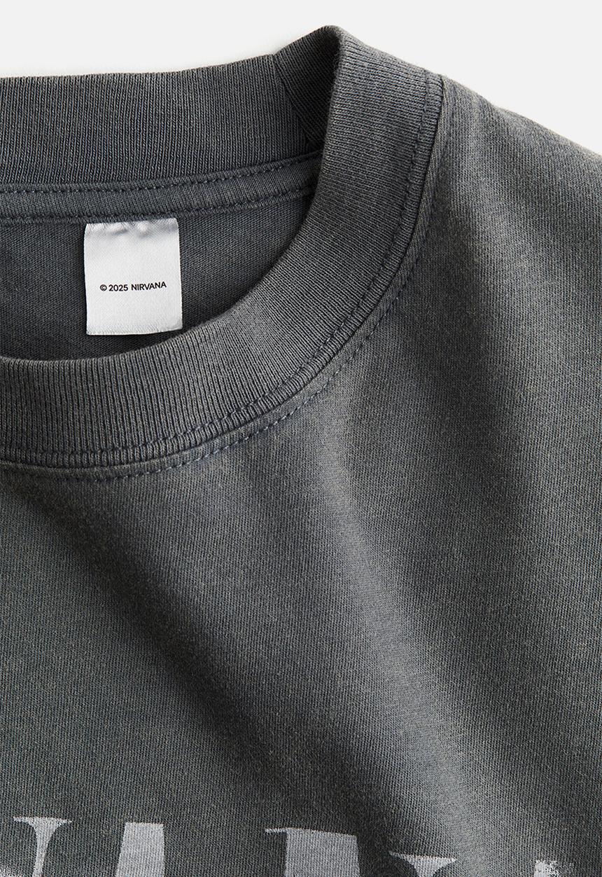 H&M - Oversized printed T-shirt - dark grey nirvana