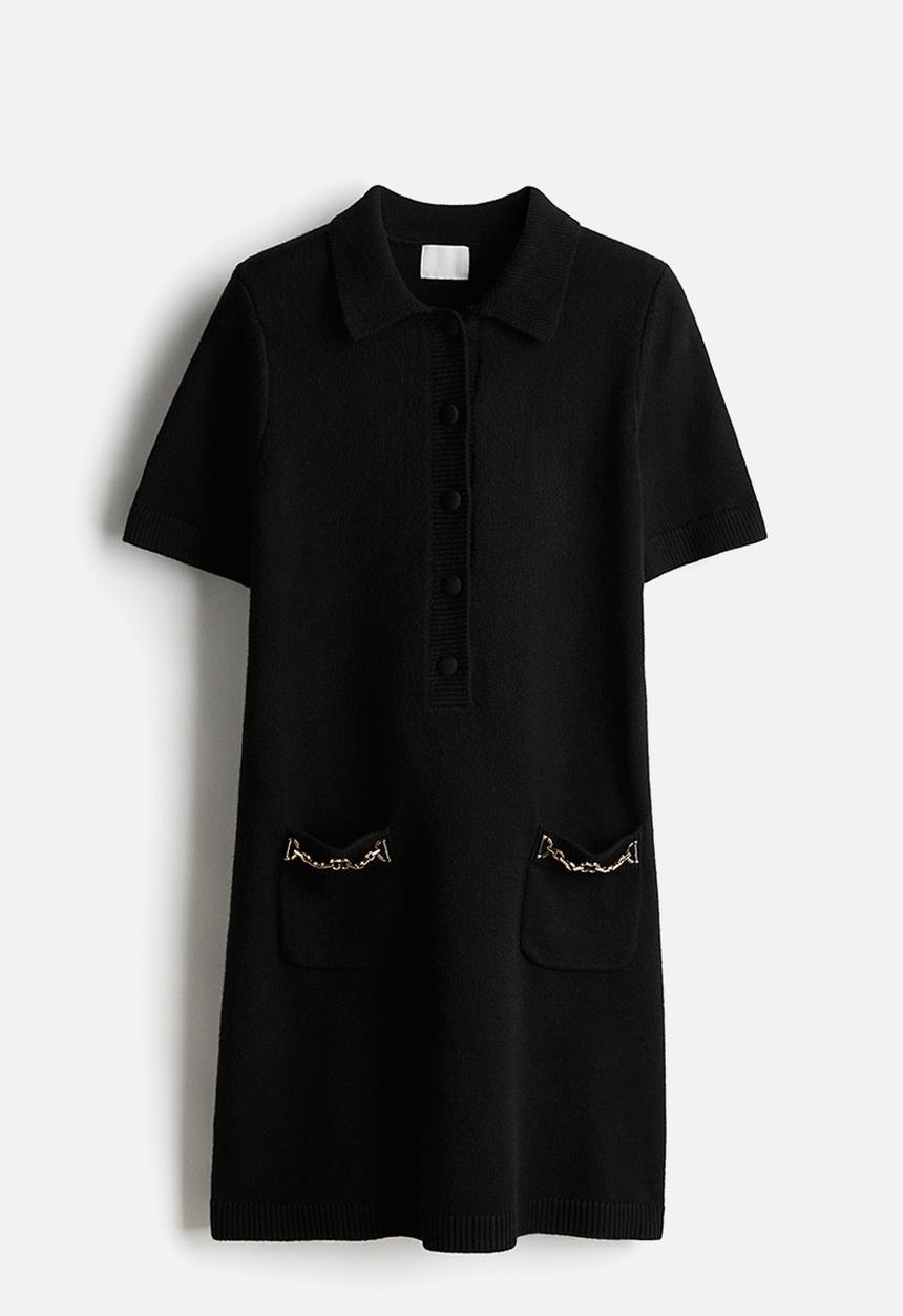 H&M - Chain-detail knitted dress - black