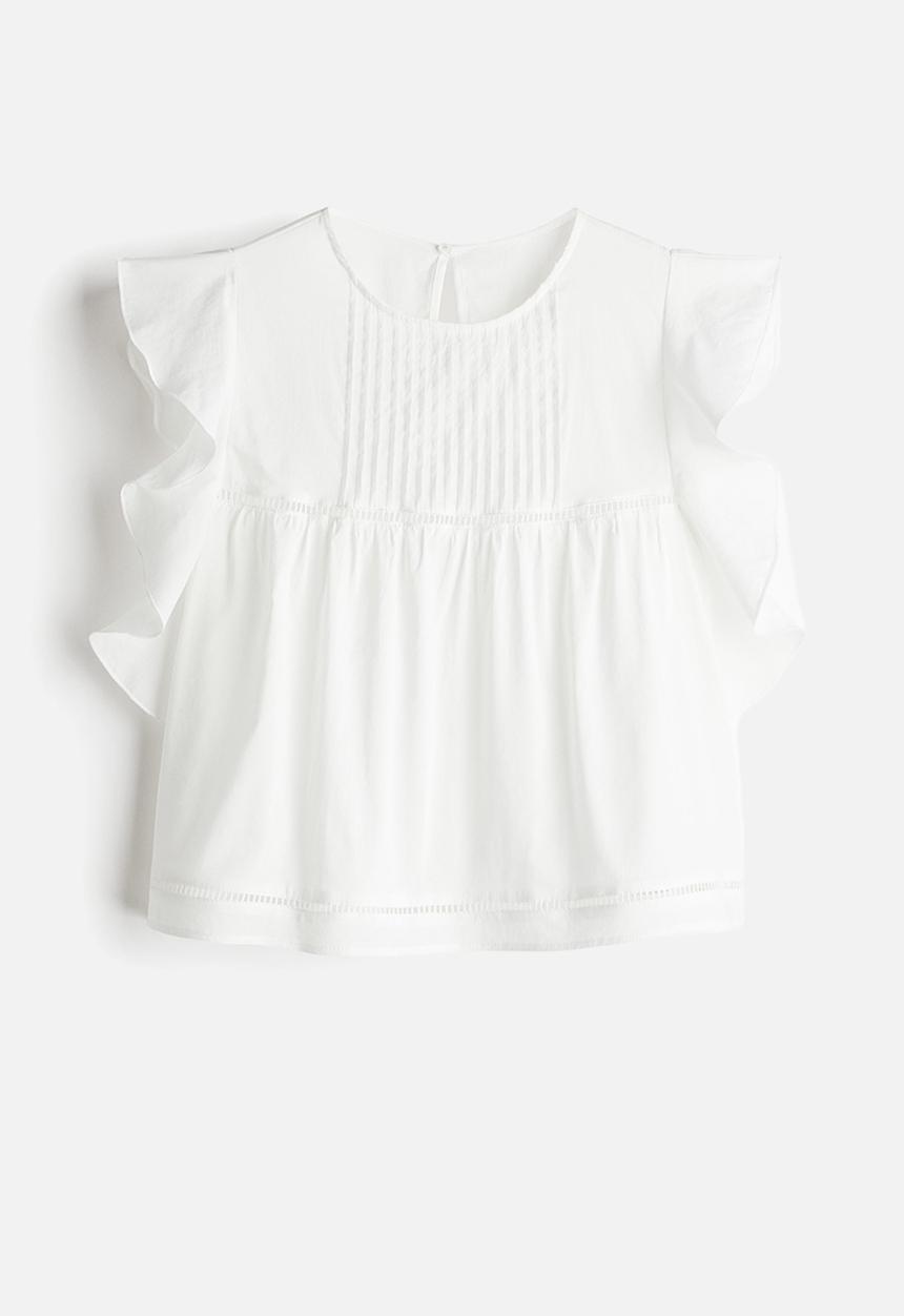 H&M - Flutter-sleeved blouse - cream