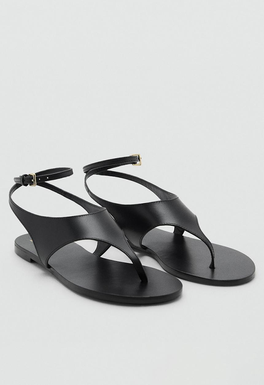 MANGO - Wally leather ankle strap - black