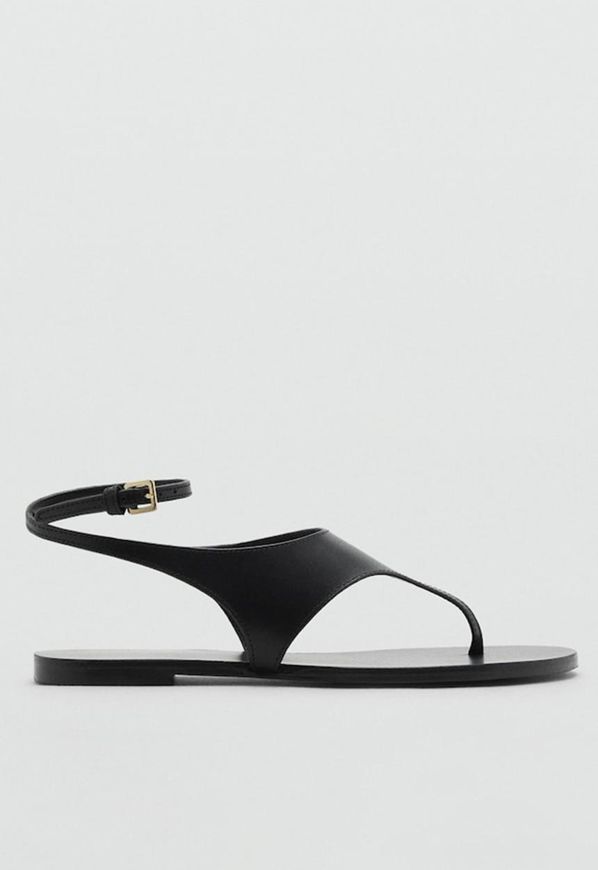 MANGO - Wally leather ankle strap - black