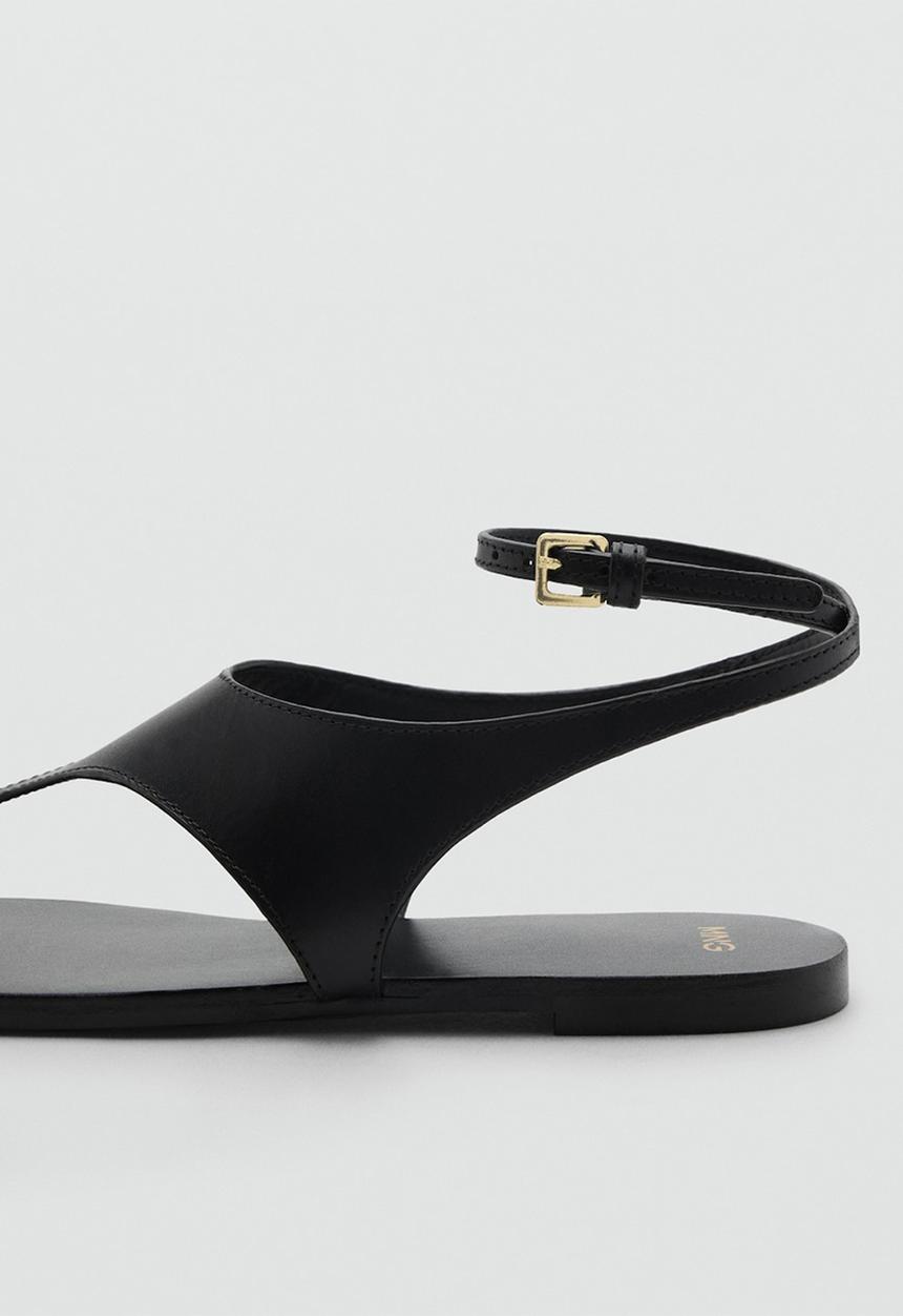 MANGO - Wally leather ankle strap - black