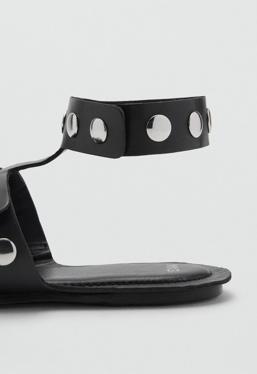 MANGO - Study leather ankle strap - black