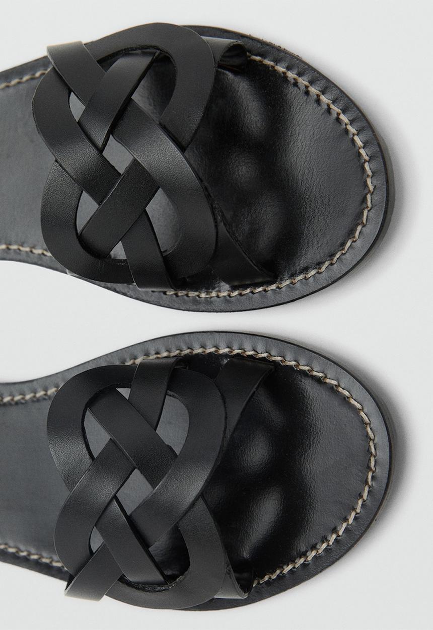 MANGO - Nudi leather slide - black