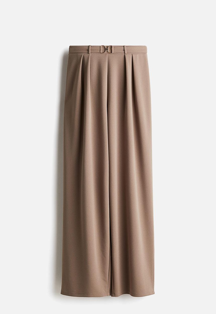 H&M - Buckle-detail tailored trousers - beige