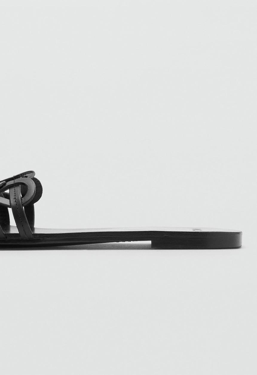MANGO - Nora leather slide - black