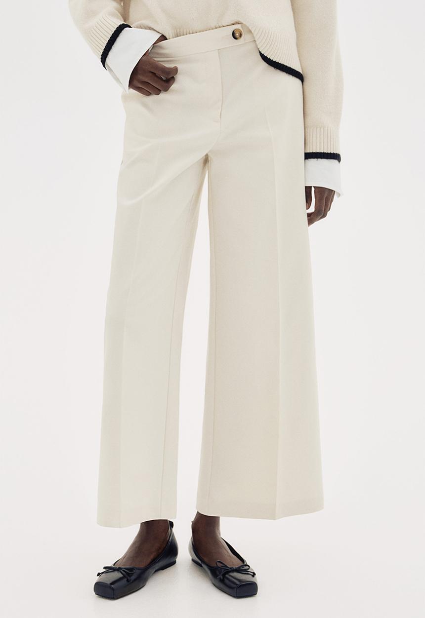 H&M - Wide tailored trousers - Light-beige