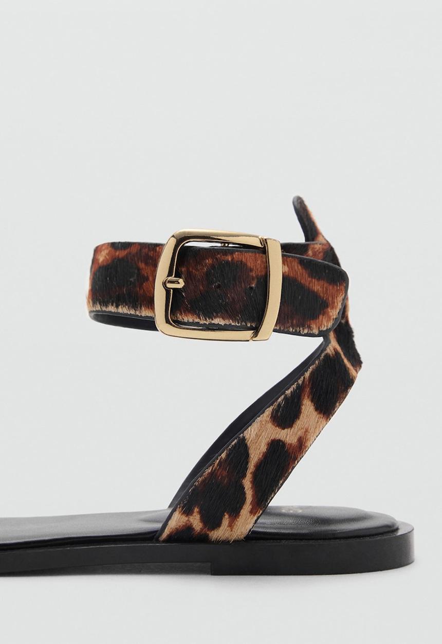 MANGO - Anillo leather ankle strap - black