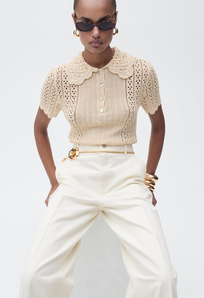 MANGO - Jeans Maya - Light Beige