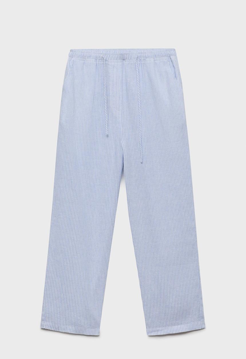 MANGO - Trousers Linen - Light Pastel Blue
