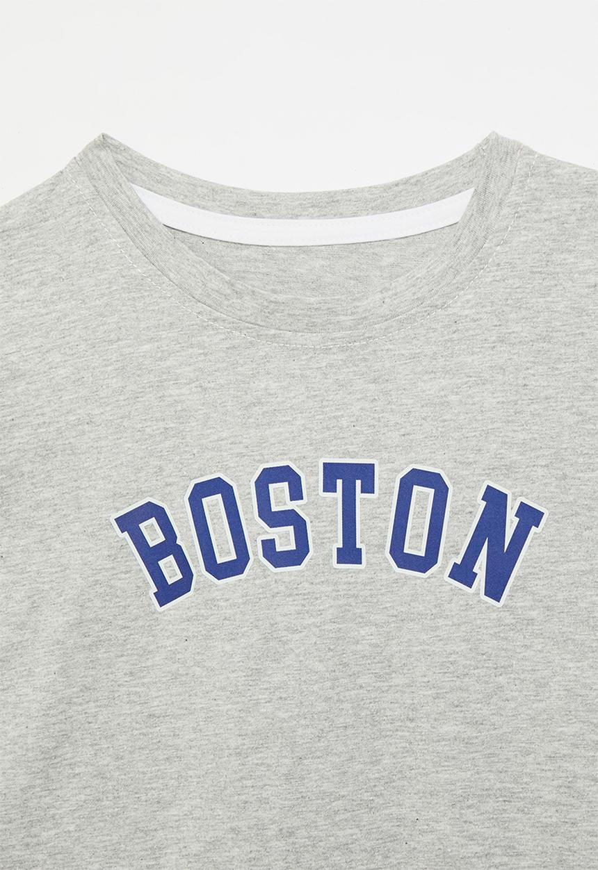 Pop Candy - Boston tee- grey & blue