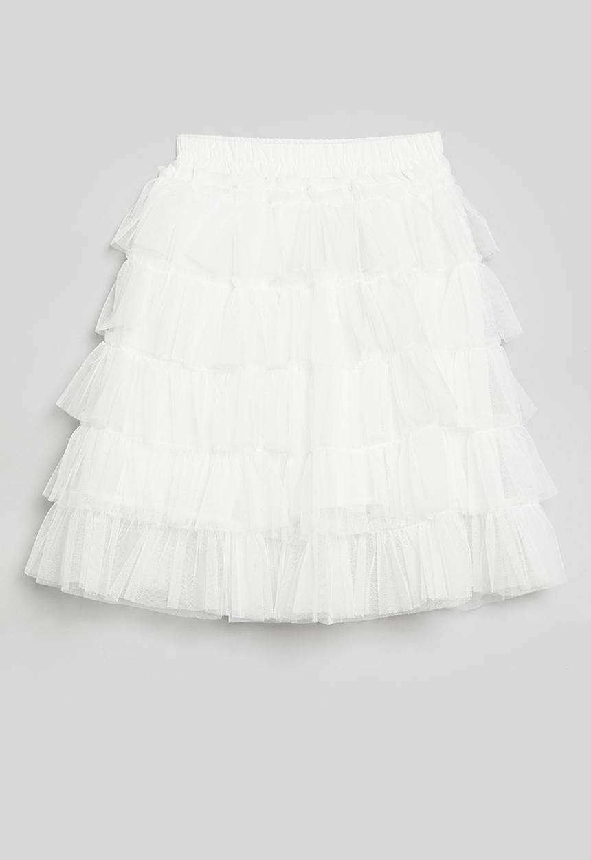 Pop Candy - Tiered tulle mesh skirt - white