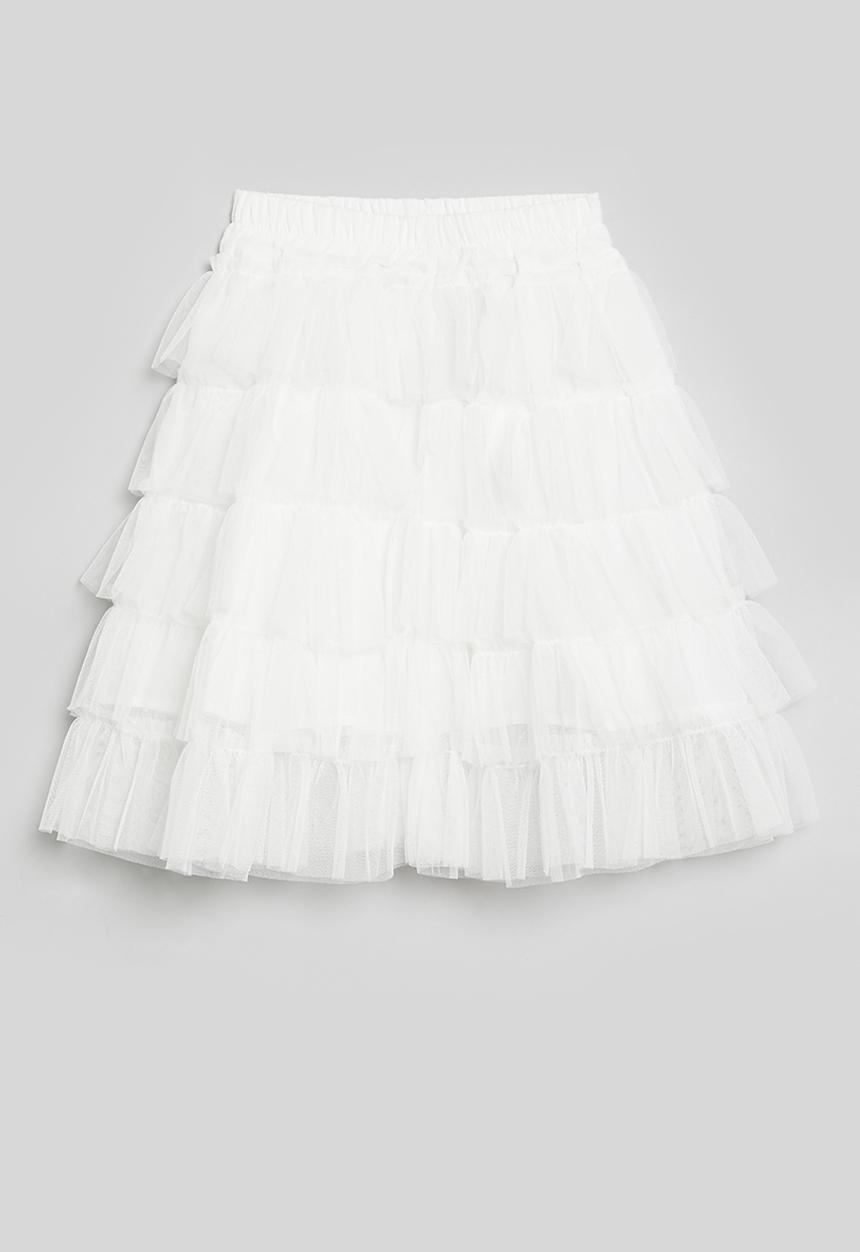 Pop Candy - Tiered tulle mesh skirt - white