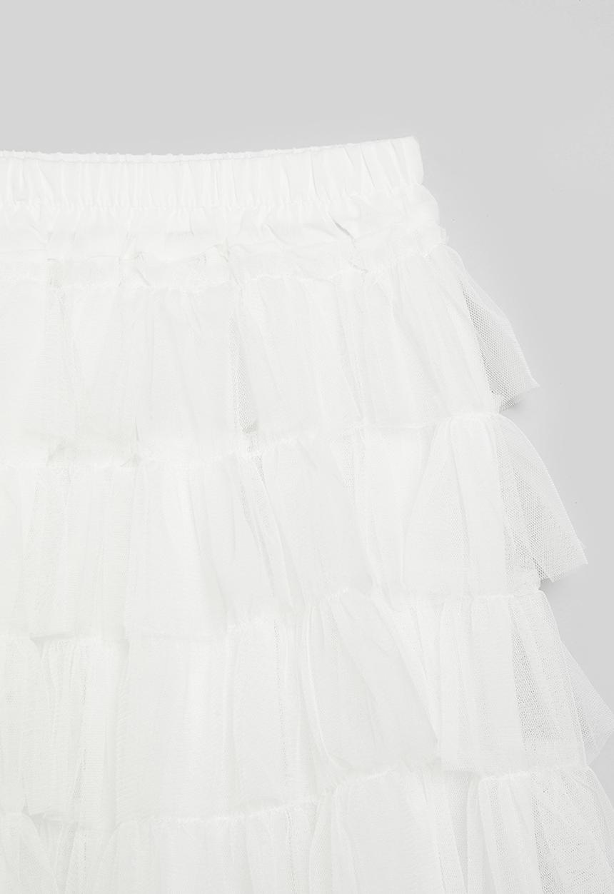 Pop Candy - Tiered tulle mesh skirt - white