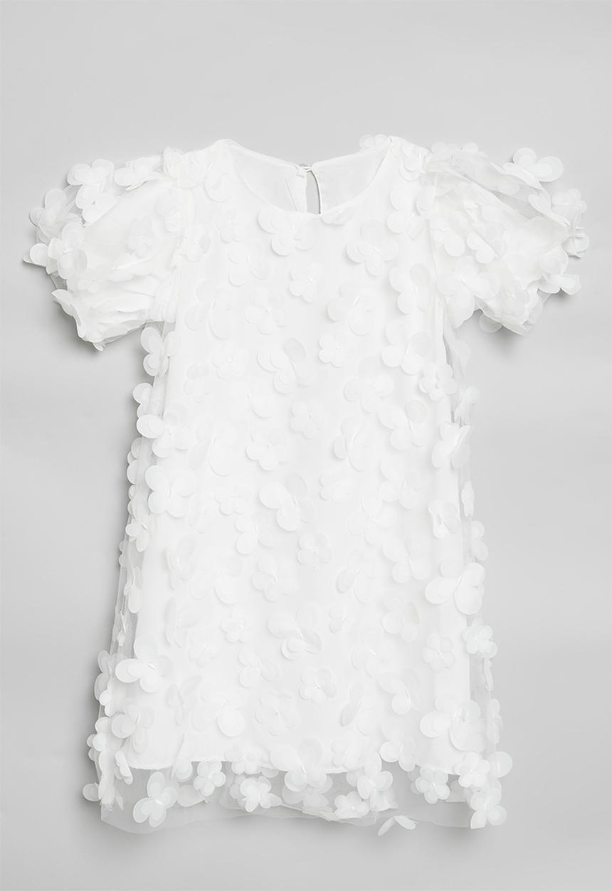 Pop Candy - Butterfly applique dress-white